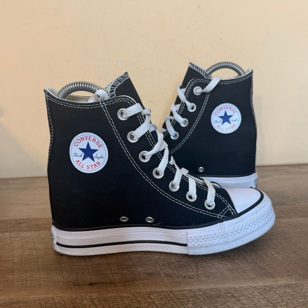 Converse CTAS hidden Wedge High Top Sneakers size 5.5 shoes heels black